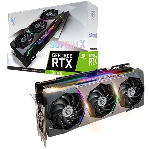 The MSI GeForce RTX 3090 Ti Suprim X D6X 24GB Tri-Frozr 2S, released in April 2022, is a top-tier graphics card designed for extreme gaming and profes