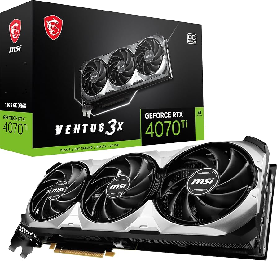 The MSI GeForce RTX 4070 Ti Ventus 3X OC D6X 12 GB, released in January 2023, is a high-end graphics card designed for gaming and professional applica