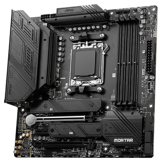 The MSI MAG B650M Mortar WIFI, introduced in October 2022, is a robust motherboard designed for AMD CPUs with the AM5 socket. It utilizes the AMD B650