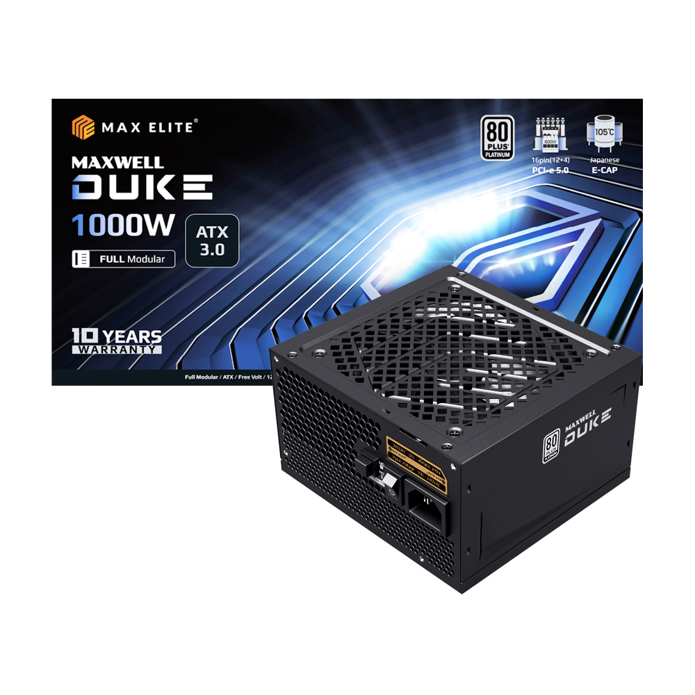 The Maxwell Duke 1000W 80PLUS Platinum Full Modular ATX 3.0 is a high-performance power supply unit (PSU) launched by Maxwell Elite in February 2023.