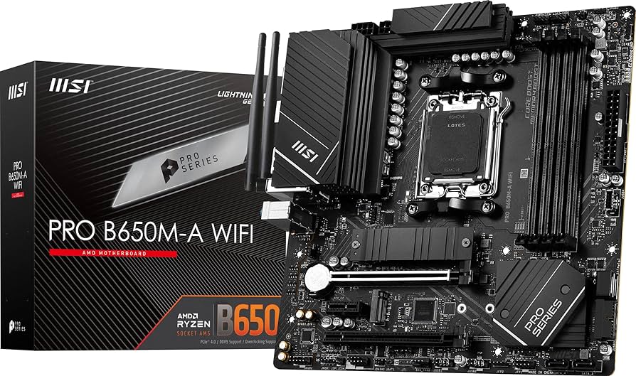 The MSI PRO B650M-A WIFI, released in October 2022, is a micro-ATX motherboard designed for AMD CPUs with the AM5 socket. It is built on the AMD B650