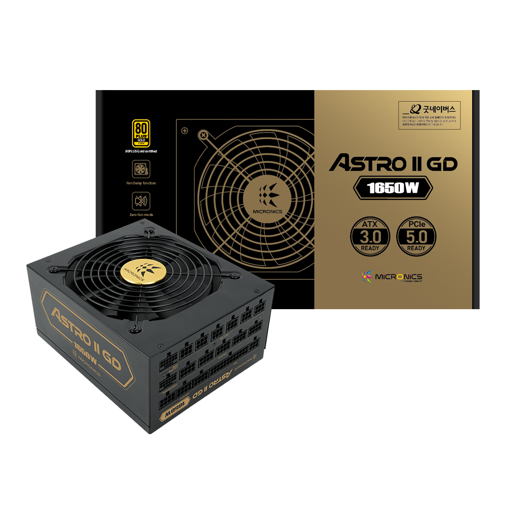 The Micronics ASTRO II GD 1650W 80PLUS Gold Full Modular ATX3.0 is a high-performance power supply unit (PSU) designed for demanding PC builds and ent