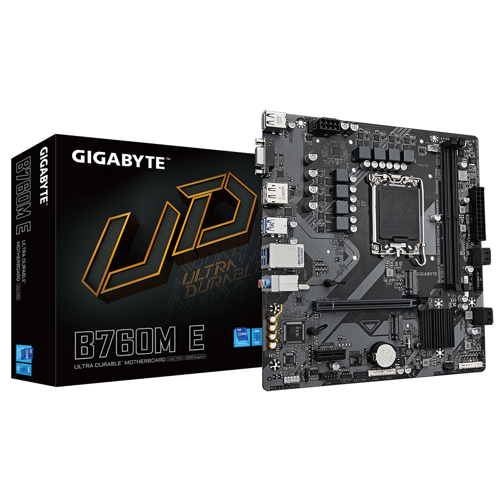 The GIGABYTE B760M E is a versatile motherboard designed for Intel CPUs, specifically compatible with the Intel Socket 1700. Introduced in September 2